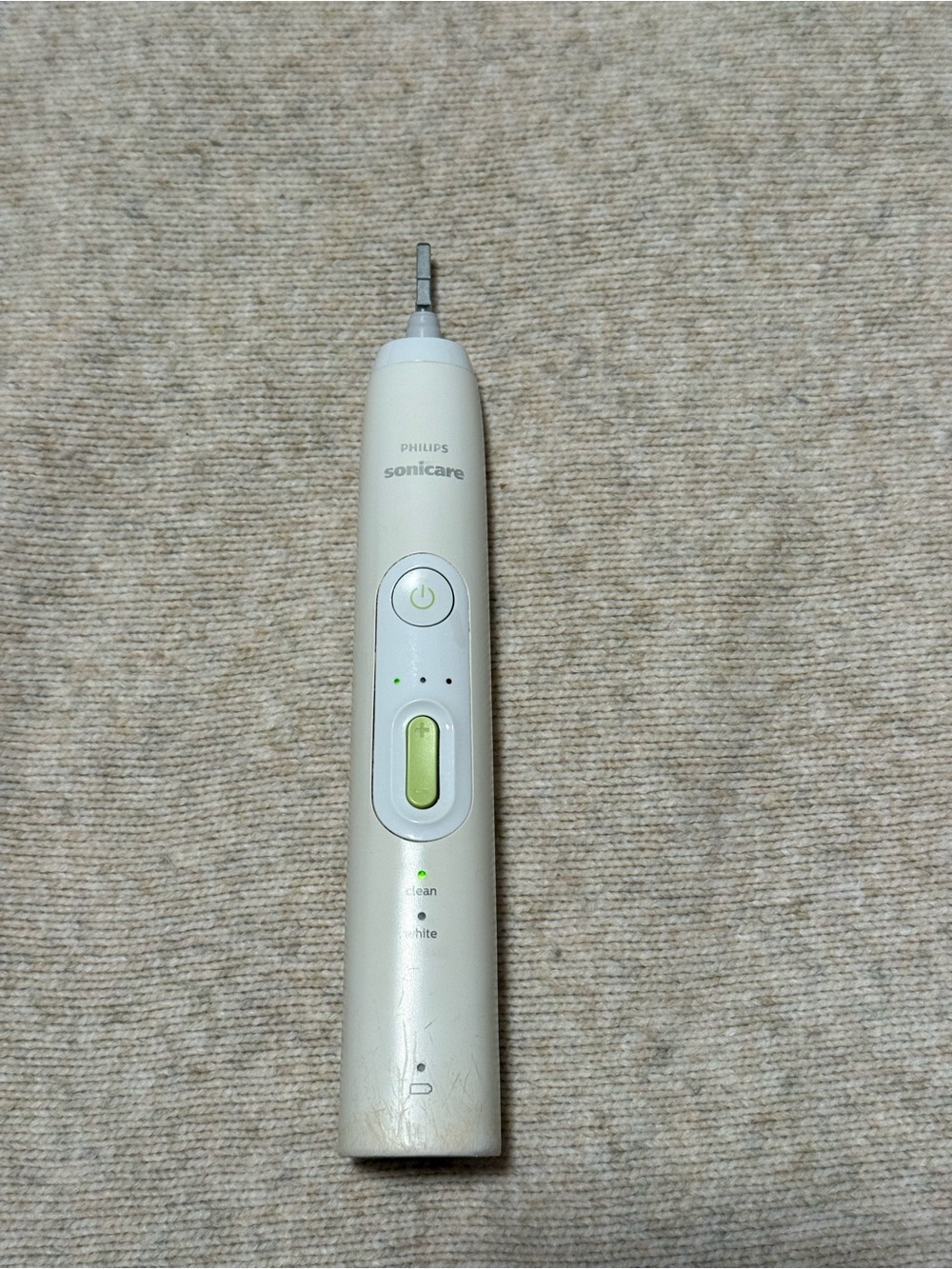 Philips Sonicare Rechargeable Toothbrush Handle in Off-White with Lime Accent